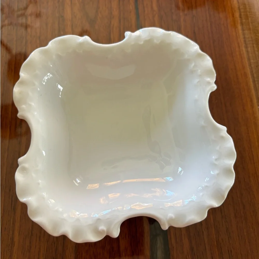 Monbijou Bavaria white porcelain small dish 5 1/4 in square